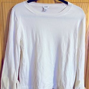 J Crew Women’s Ivory Sweater with tie accents on sleeves